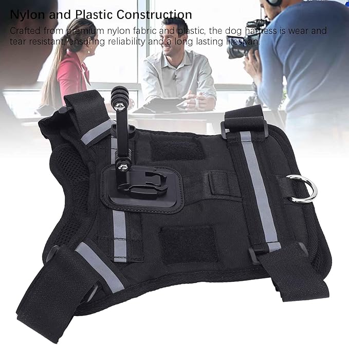 Action Camera Dog Harness Mount, Nylon Pet Harness Vest with Adjustable Straps, Chest & Back Fixation for Large Medium Small Dogs 835kg, Compatibility for Recording