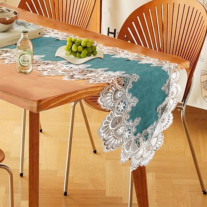Lace Table Runner, Waterproof Oil-Proof PU Leather Table Runner