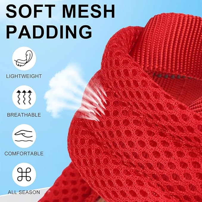 BEAUTYZOO No Pull Dog Harness Medium Sized Dog, Breathable Mesh Padded Dog Harness and Leash Set, Adjustable Reflective Escape Proof Dog Vest Harnessss Quick Fit for Training Walking, Red M