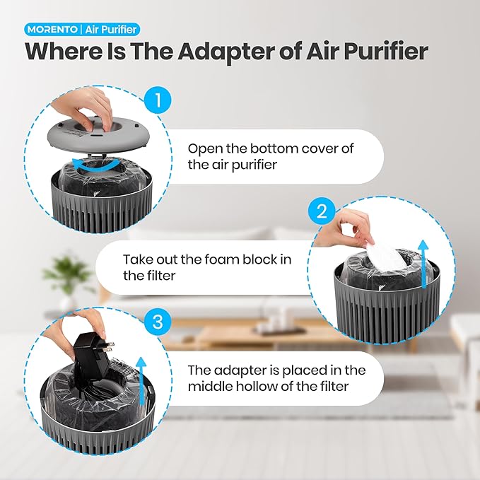 Air Purifiers for Bedroom Home for Smoke Pet Dander Odors, Air Purifier with Sleep Mode Small Air Purifier with Fragrance Sponge for Bedroom Office, Blue Ambient Light, 23dB Quiet, 2 Pack Grey