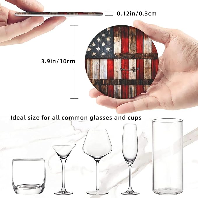 Rustic Barn Door Vintage American Flag Coasters
