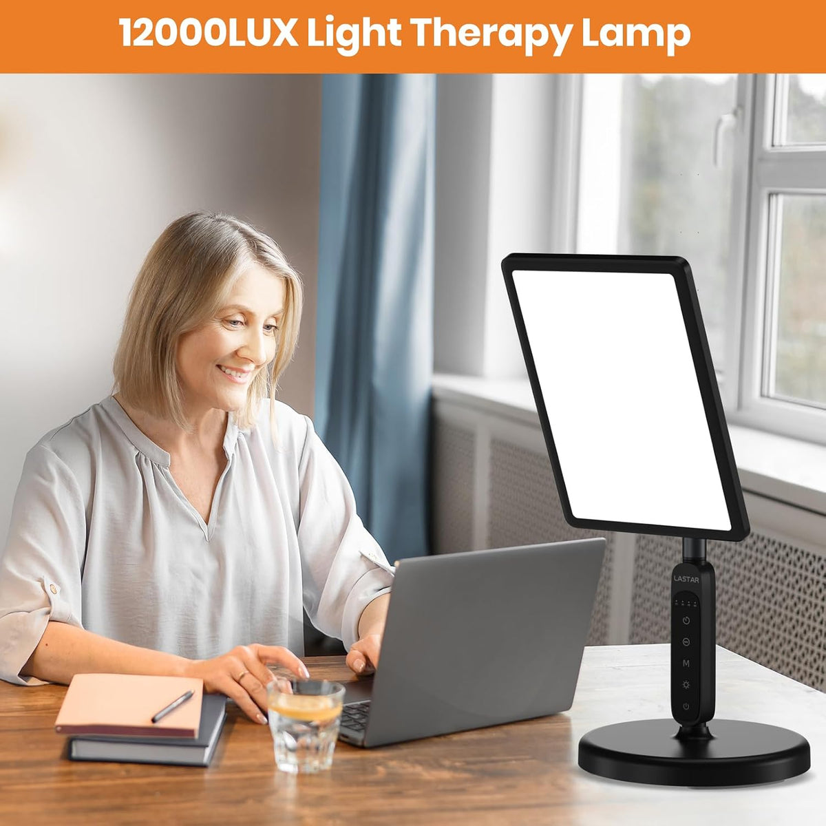 LASTAR Light Therapy Lamp, 12000LUX Therapy Light UV-Free &Full Spectrum