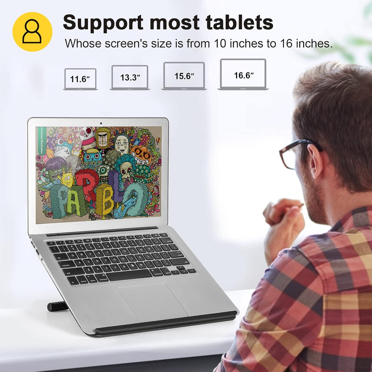 Parblo PR 100 Universal Drawing Tablet Stand Adjustable for 10 to 16 Inches Digital Graphics Drawing Monitors Art Tablets Laptops