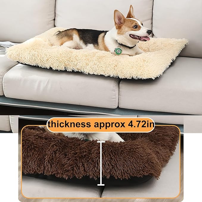 Dog Crate Mat, Dog Bed for Large Dogs, Comfy Fluffy Kennel Pad Anti-Slip for Dog beds & Furniture, Quilted Dog Bed for Pets for Medium/Small Dogs Cats (Color : Apricot, Size : 36x25)