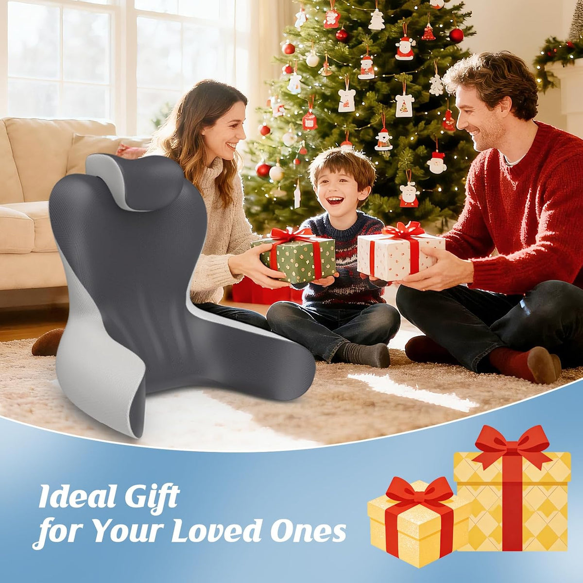 22" XL Reading Pillow Sitting in Bed,Back Support & Armrests(Grey&DarkGrey)