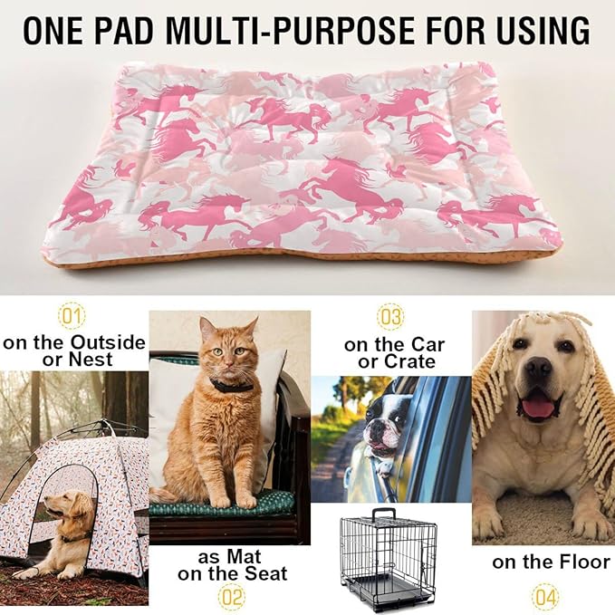 Pet Bed Pink Unicorn Dog Bed Mat Absorbing Non Slip Pad Pet Sleeping Mat for Small, Medium, and Large Dogs Puppy Cat 36 in x 24 in