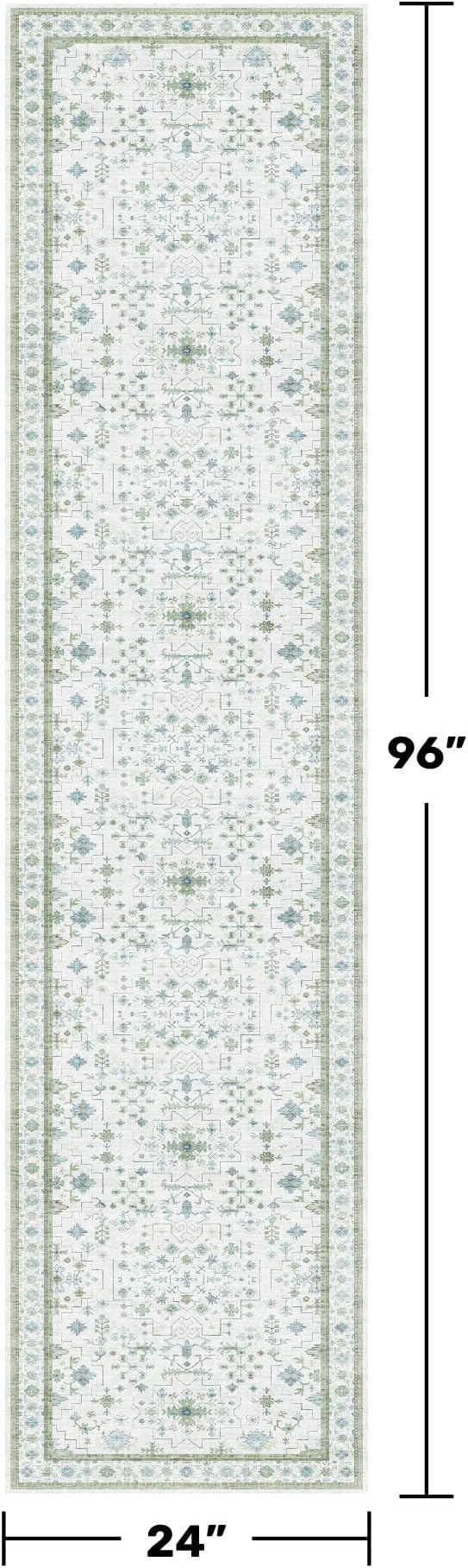 Hazo Haus Washable Oushak 2x8 Bathroom Runner Rug