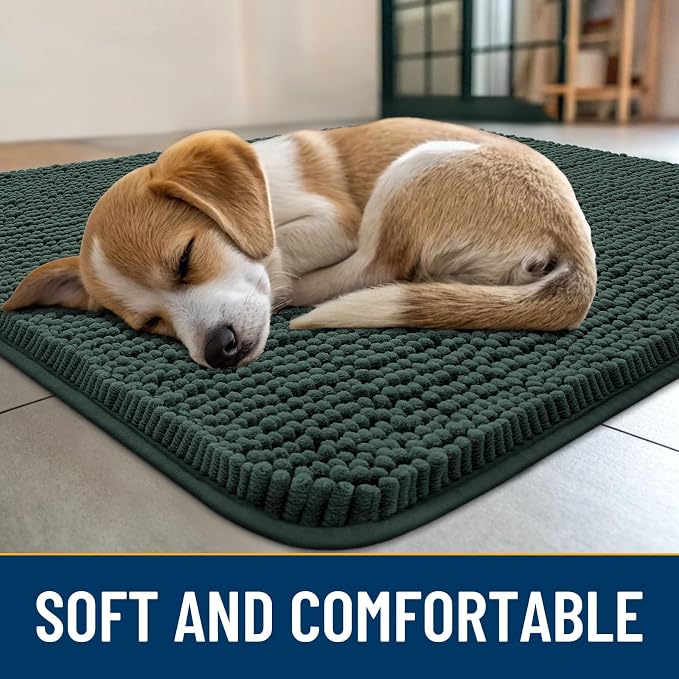 Smiry Dog Door Mat for Muddy Paws 47x32, Absorbent Dirt Trapper, Non-Slip