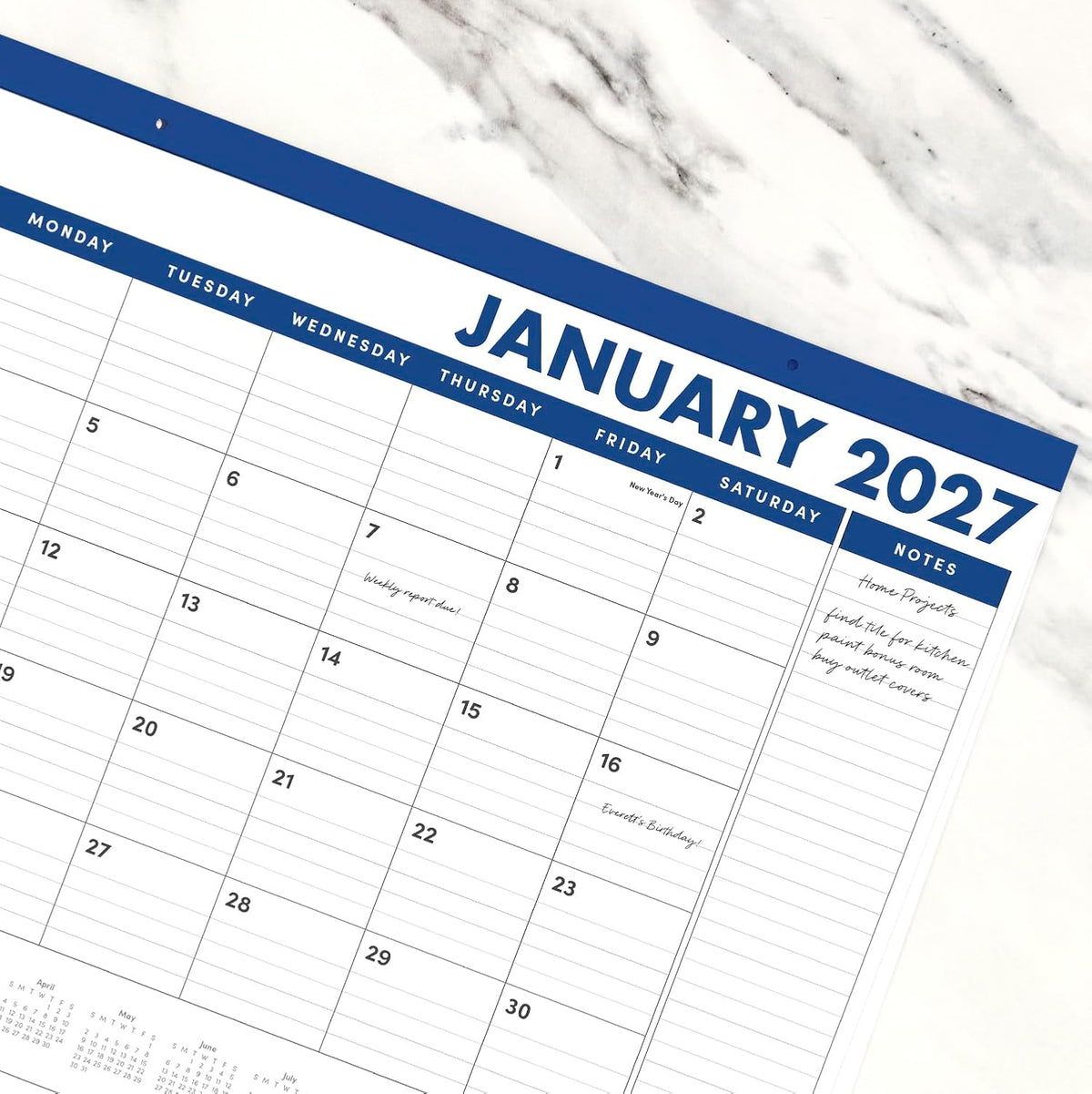 PAPERAGE 2027 Calendar, 12 Months (January 2027 - December 2027), Large (17 in x 22 in), Minimalist Wall and Desk Calendar with Monthly Views, Yearly Plans & Notes Section – Black
