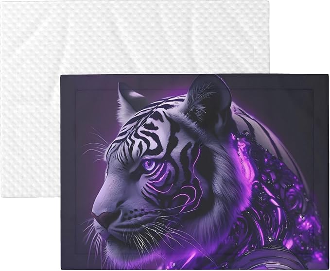Waterproof Dog Blanket Soft Pet Blanket for Puppy Cat, Fleece Cat Throw Blankets for Furniture Bed Couch Sofa Reversible - Purple Pattern White Tiger