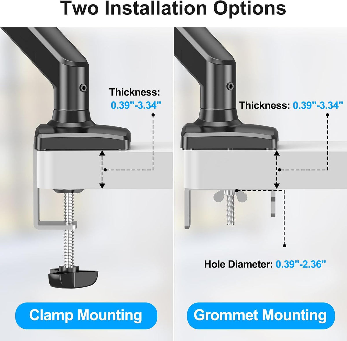 Laptop Stand Desk Mount, 2 in 1 Function, Single Monitor Mount