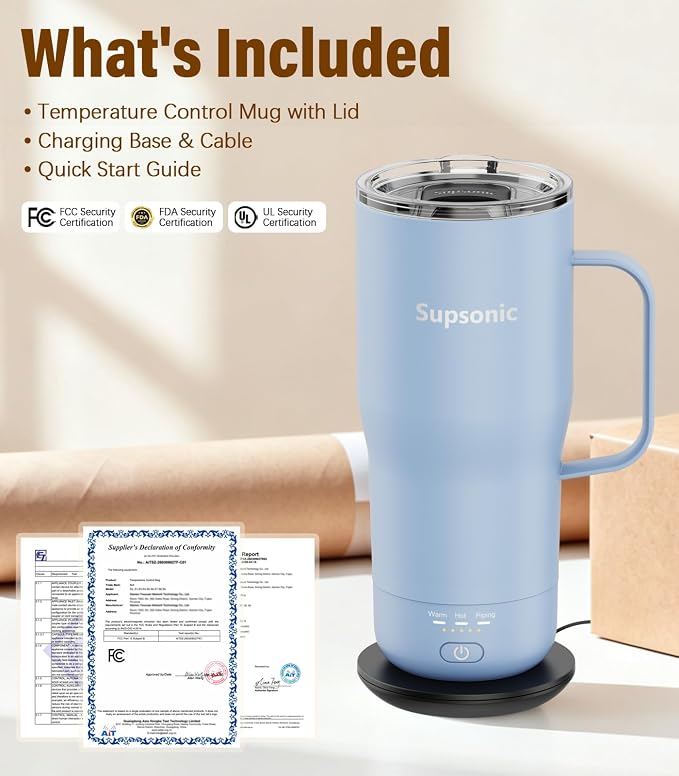 Supsonic Heated Coffee Mug, 20oz Electric Temperature Control Cup | Keeps