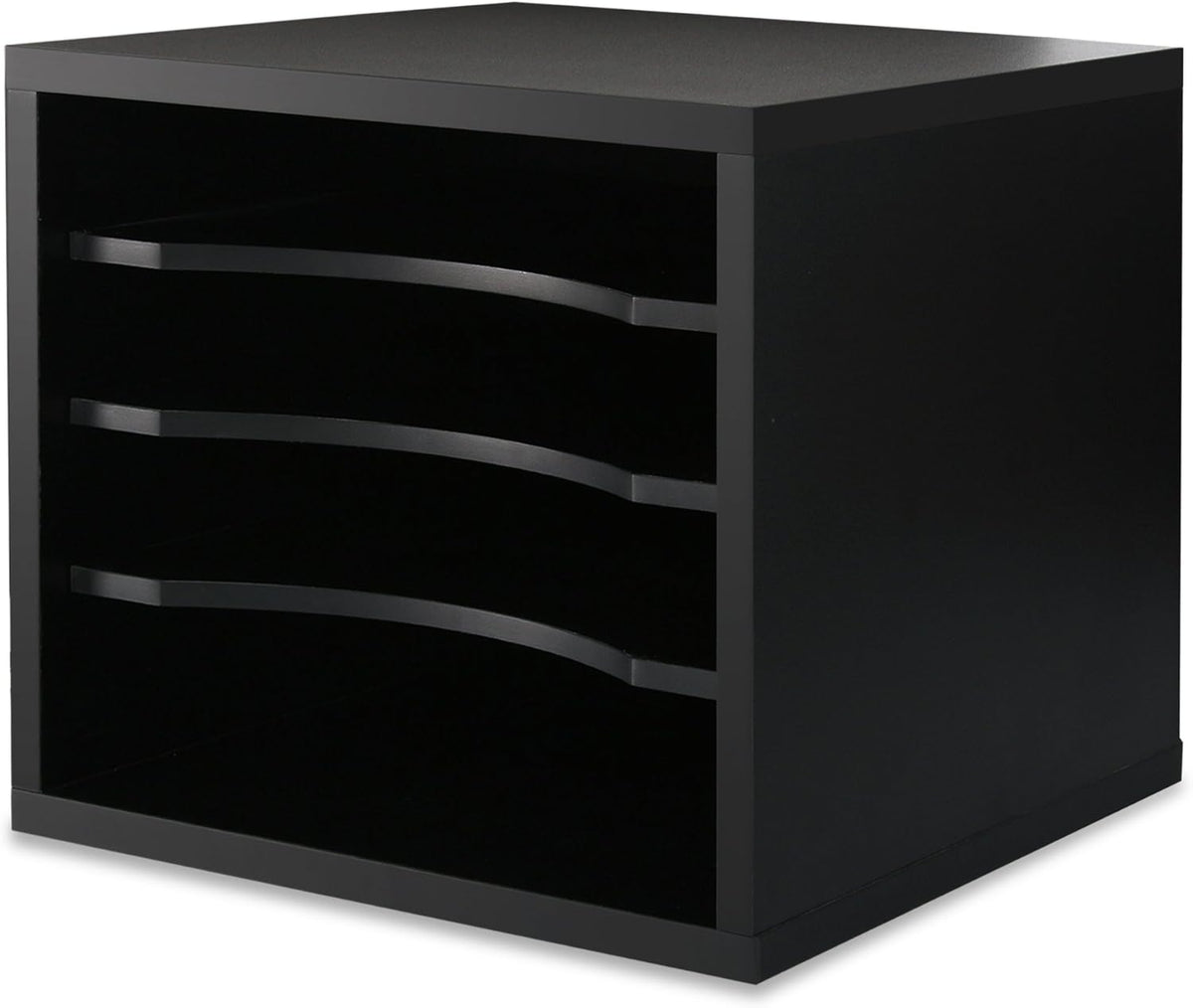 FITUEYES Wood Desk Paper Organizer for Home Office, Black