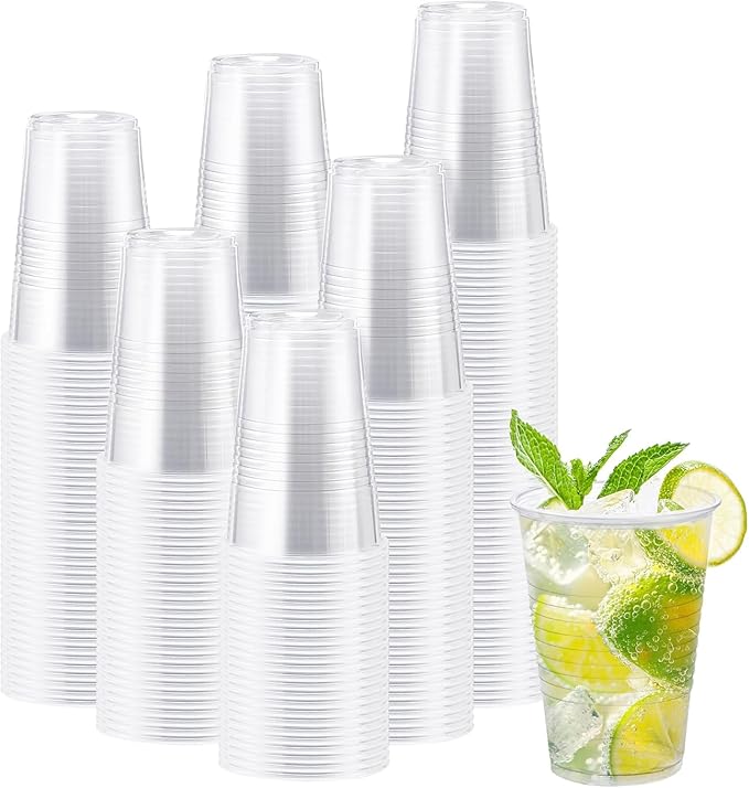 Lamosi 300 Pack 12 oz Clear Plastic Cups, Disposable Cold Drinking Cups |