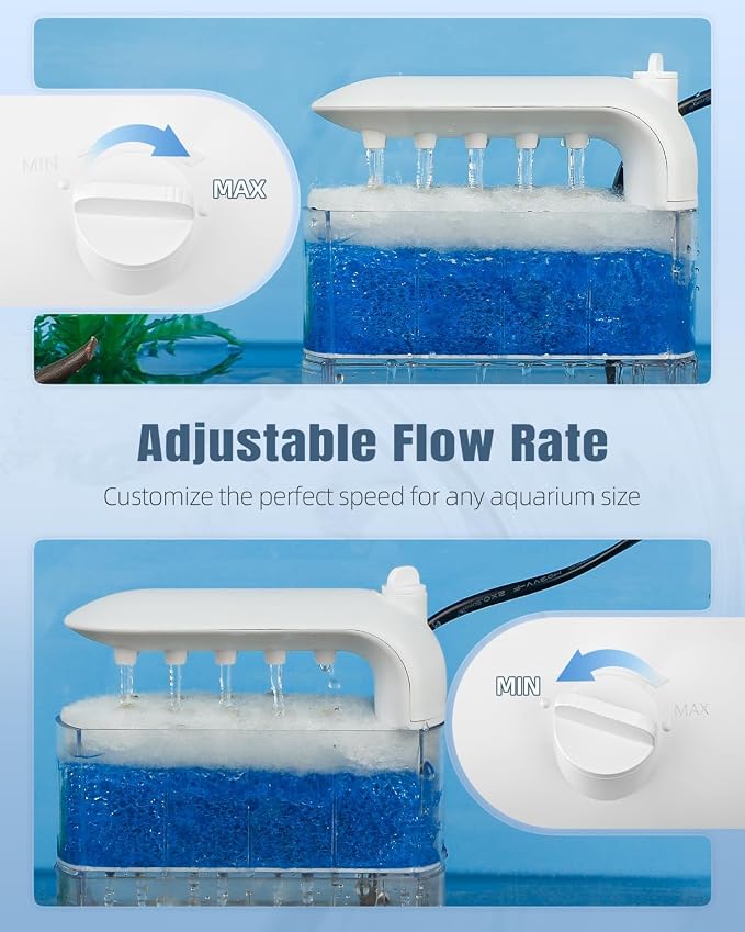 Pawfly 106 GPH 5 W Turtle Tank Filter, Low Water Level Turtle Filter