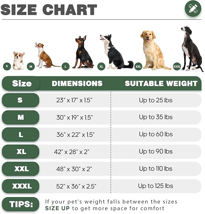 Durable Outdoor Dog Bed Chew Proof Dog Crate Mat for up to 35 lbs Medium Dogs with Waterproof Removable and Washable Cover