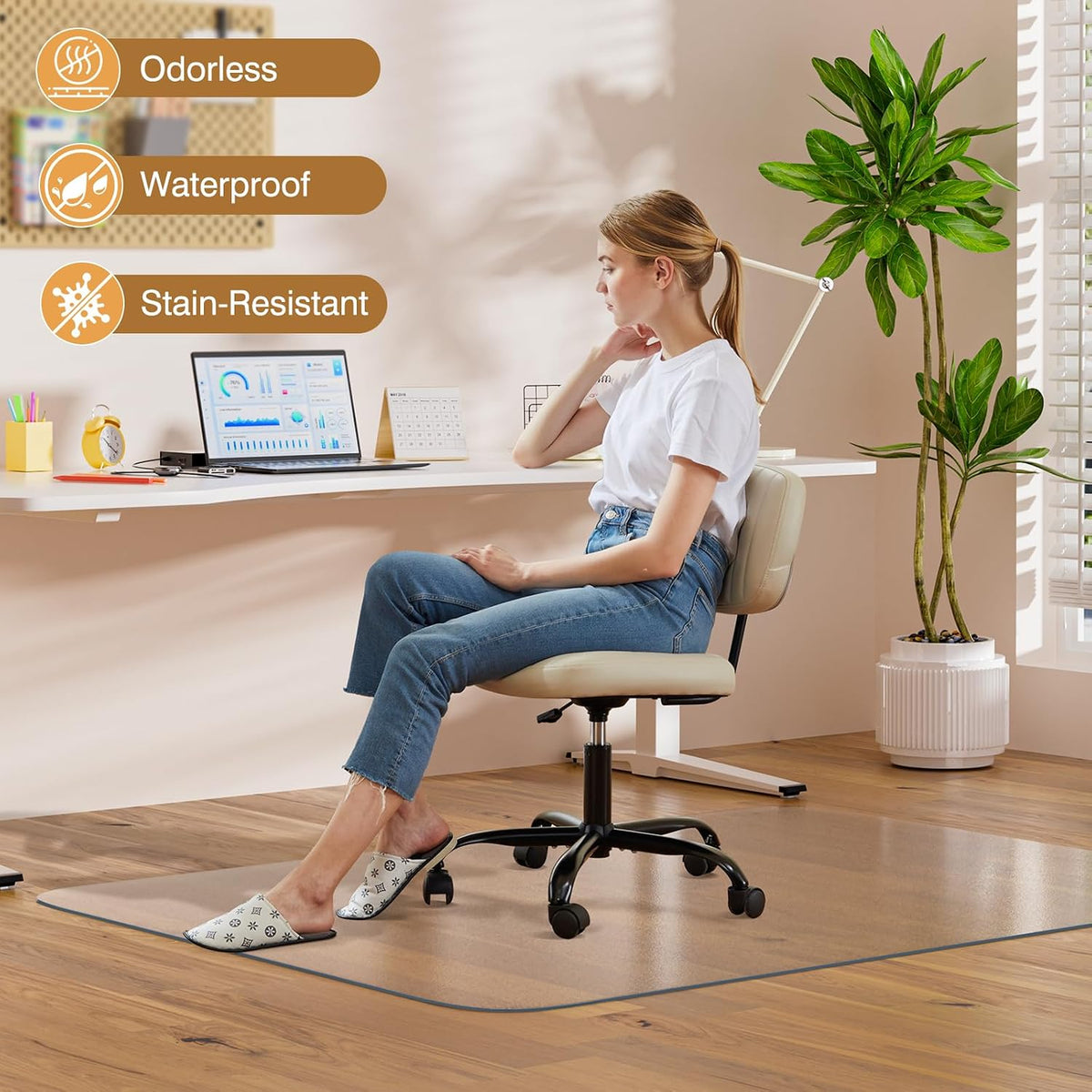 Office Chair Mat for Hardwood Floor, 36" x 48" Clear Plastic
