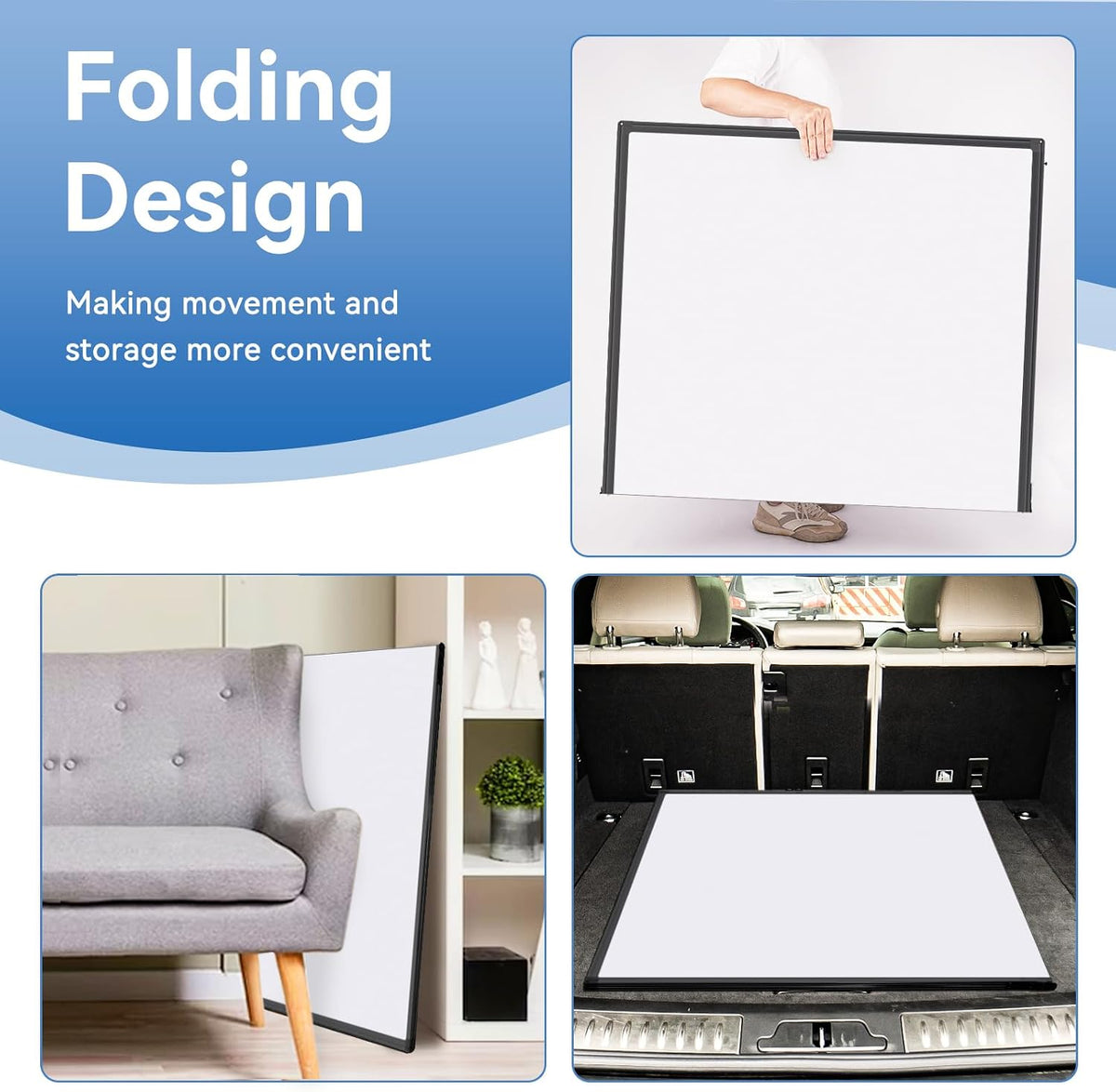 Magnetic Dry Erase White Board 48" x 36" Aluminum Frame Black