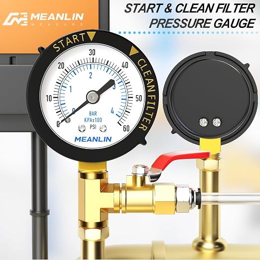 MEANLIN MEASURE 0~60Psi 1/4" NPT Start and Clean Filter Pressure Gauge