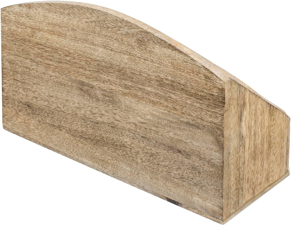 MyGift 3 Tier Rustic Solid Mango Wood Desk Mail Holder and Stationery Sorter with Hand Carved Leaf Pattern, Decorative Office Desktop Document Storage Organizer - Handcrafted in India