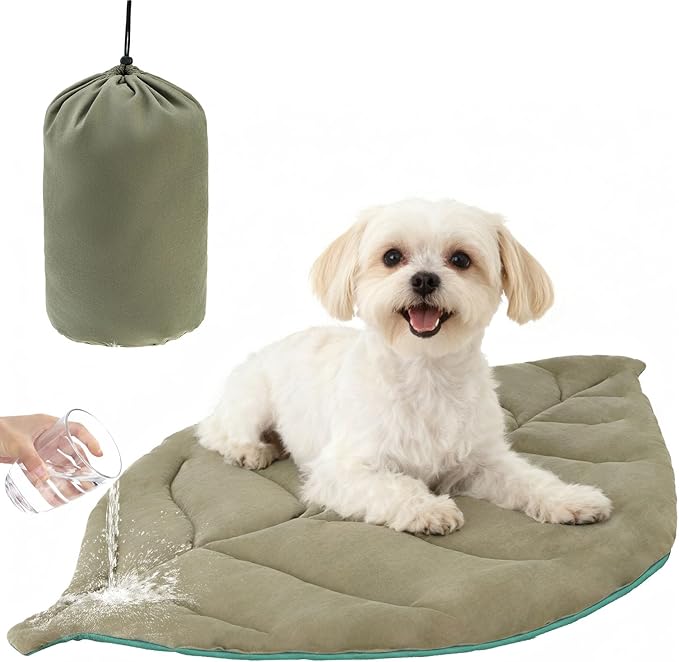 SCENEREAL Outdoor Dog Bed - Waterproof Reversible Leaf Mat 43x26, Portable Foldable Pet Bed for Small/Medium Dogs & Cats, All-Weather for Camping & Travel