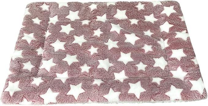 iMaylex Soft Pad Dog Bed Mat, Thicken Warm, Star Pattern, Reversible, Fluffy Pet Dog Sleeping Mattress, Cameo Brown, Large