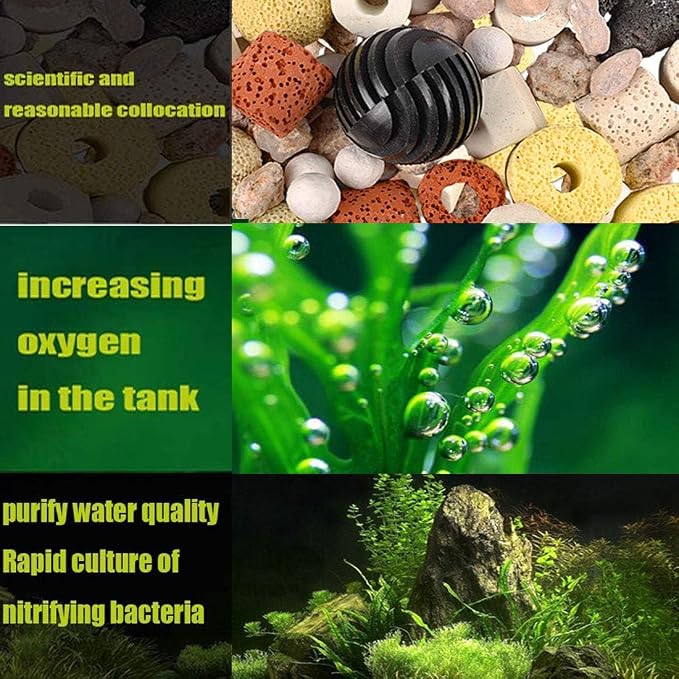 Hamiledyi Aquarium Filter Media 12 in 1 Bio Balls Ceramic Rings Fish Tank Pond