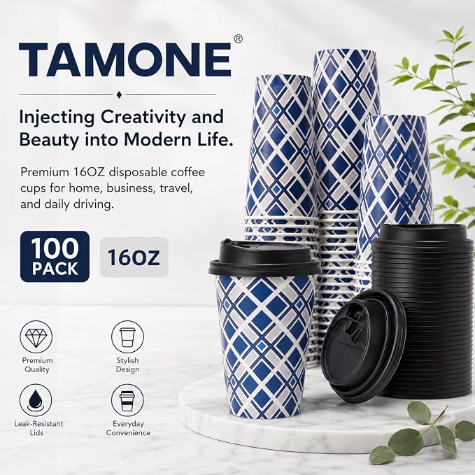 Tamone 100 PACK 16OZ Disposable Coffee Cups