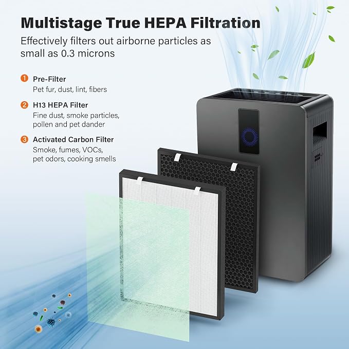 Air400 Filter Replacement for Bissell Air400, 2 True HEPA and 2 Carbon Filter