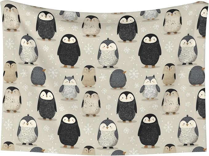 Waterproof Dog Blanket Soft Pet Blanket for Puppy Cat, Fleece Cat Throw Blankets for Furniture Bed Couch Sofa Reversible - Snow Penguin 2