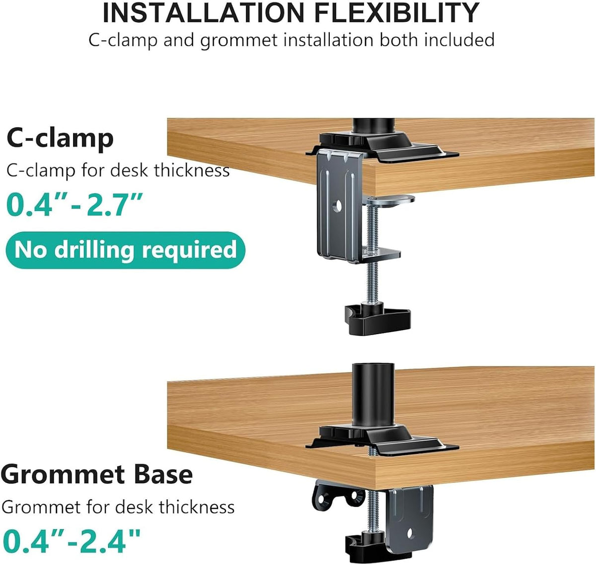 WALI Adjustable Laptop Desk Mount for 17 inch Notebook or 32 inch Screen