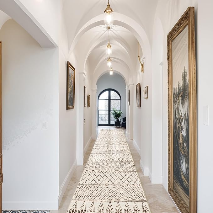 2'6"x14' Hallway Runner Rug Washable: Moroccan Non Slip Runner Rugs Low Pile