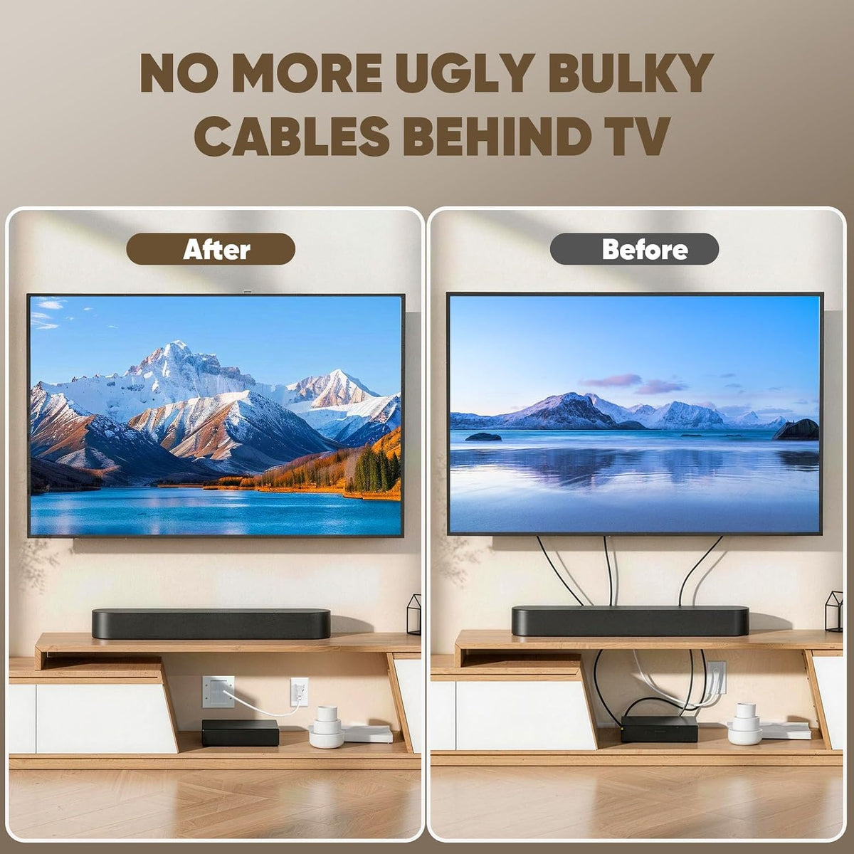 in Wall Cable Management Kit with Brush Wall Plate TV Cable Hider Wall Kit-UL Listed, 9.8FT Cord, Recessed AC Outlets Box with USB+USBC Port for Wall-Mounted TV and Home Theater