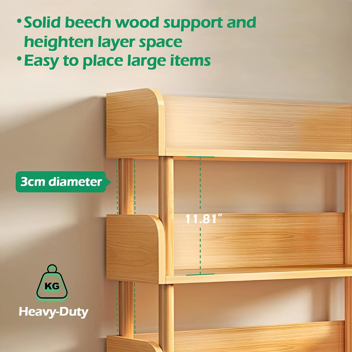 OSCHF 3-Tier Wooden Open Bookcase, Oak