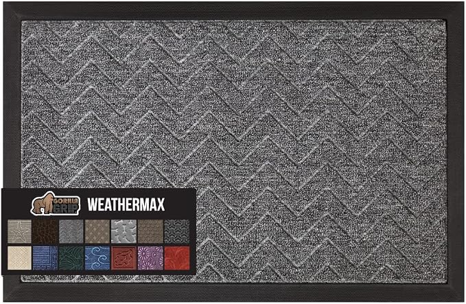 GORILLA GRIP 100% Waterproof All-Season WeatherMAX Doormat, Durable Natural
