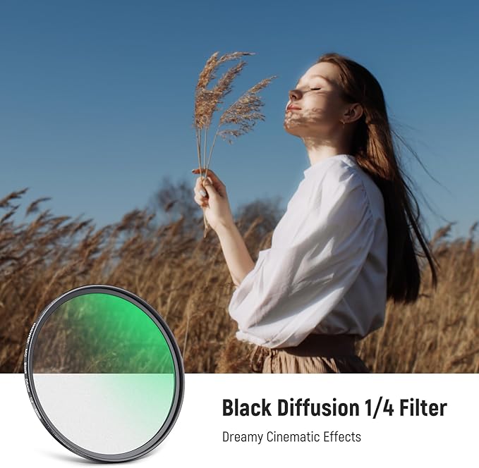 NEEWER 52mm Black Diffusion 1/4 Filter Dreamy Soft Cinematic Effect Filter