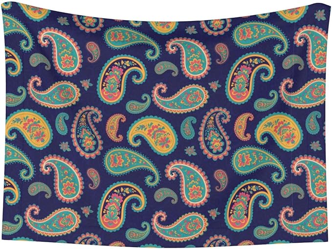 Two Sided Plush Pet Blanket for Crates Carriers Home Use, Colorful Paisley Flowers, Reversible Throw with Cozy Dot Fabric and Silky Reverse for Small Large Pets