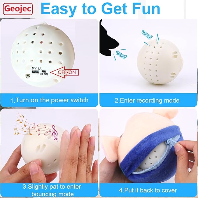 Interactive Dog Toys,Active Moving Pet Plush Toy with Recording and Music Modes,Jumping Squeaky Song shaking Interactive Dog Ball,Rechargeable Dog Toys to Keep Them Busy,Animal Plush Pet Toy(Elephant)