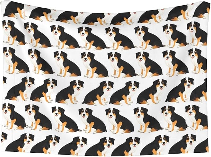Reversible Pet Blanket for Sofa Protection Pet Comfort, Australian Shepherds Dogs, Double Sided Design with Cozy Nubby Nap Side and Durable Smooth Play Side