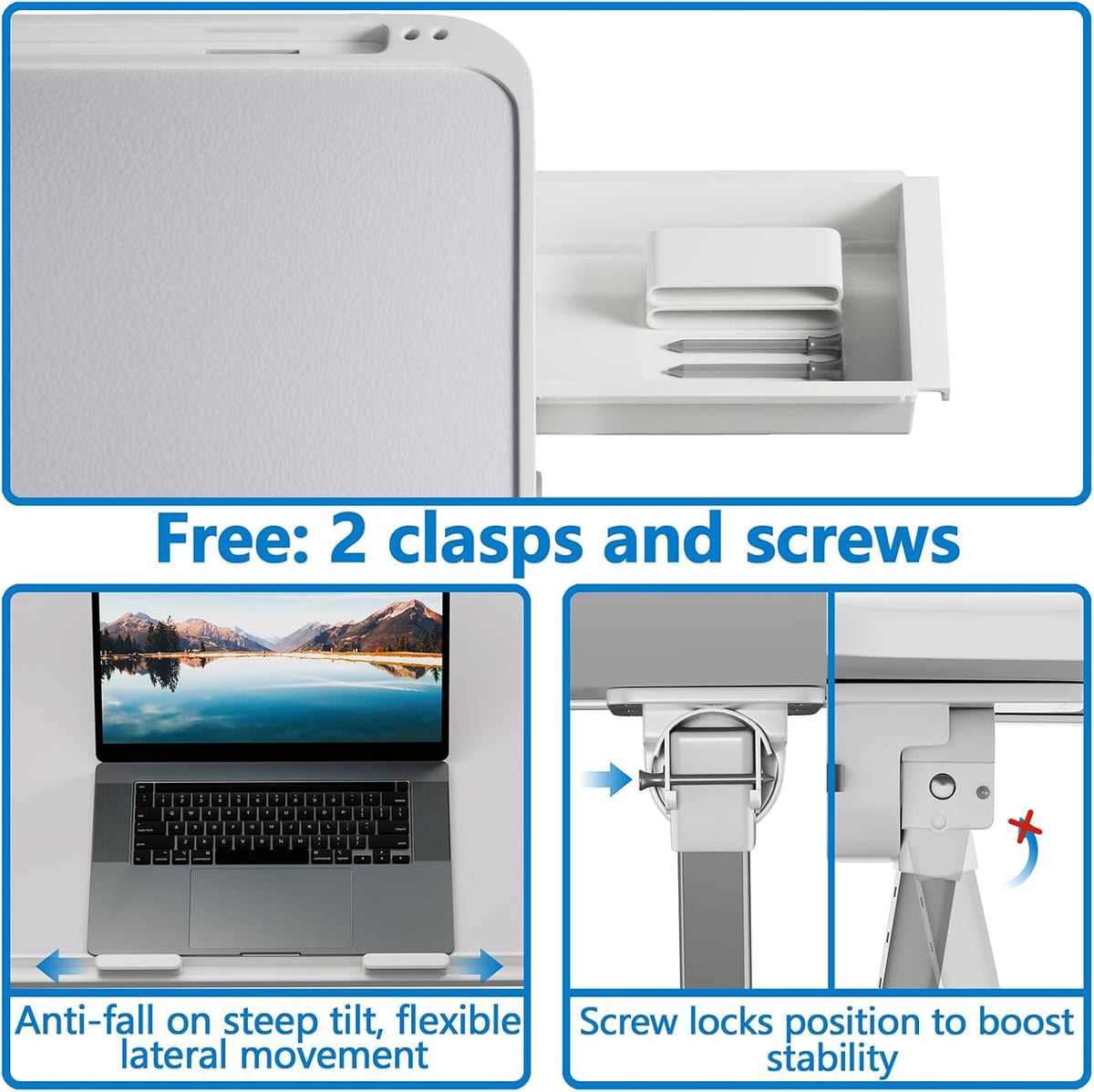 Potuopy Adjustable Laptop Lap Desk, X-Large Foldable Bed Table Tray