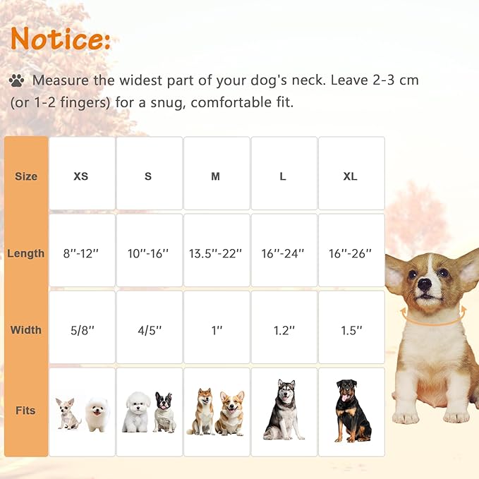 Cotton Fall Dog Collar, Halloween Dog Collars for Medium Dogs, Soft Adjustable Cute Dog Collars, Brown Orange Stripe for Small Medium Large Dogs, Perfect for Girl or Boy Dog Collars-M
