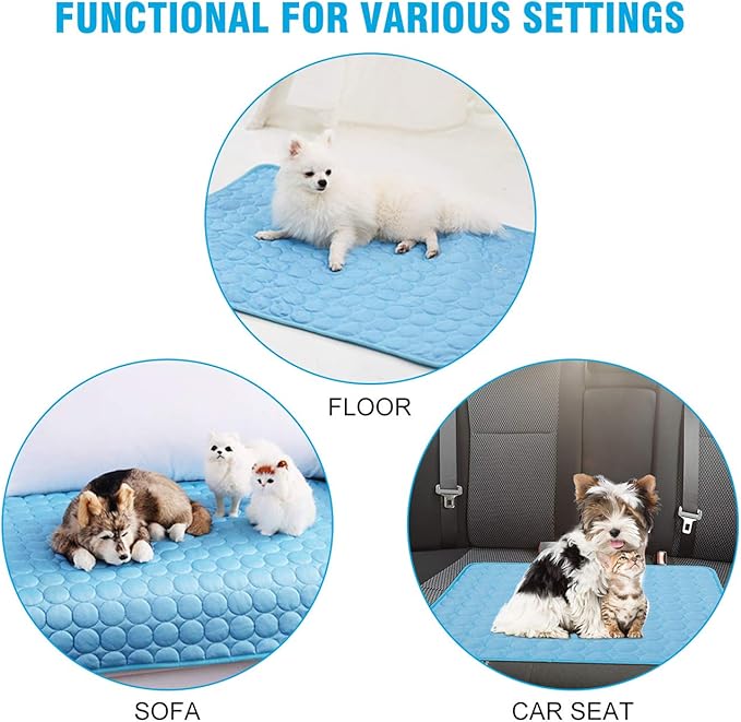 Dog Cooling Mat, Pet Dog Self Cool Pad, Ice Silk Washable Summer Cooled Mat for Dogs Cats, Kennels, Crates and Beds