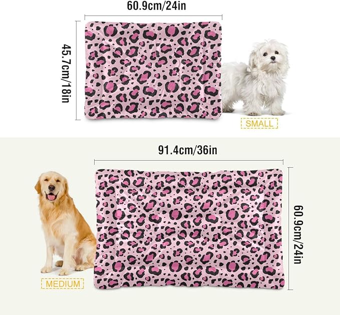 Pink Leopard Print Pet Bed Cute Dog Bed Mat Absorbing Non Slip Pad Pet Sleeping Mat for Small, Medium, and Large Dogs Puppy Cat 24 in x 18 in