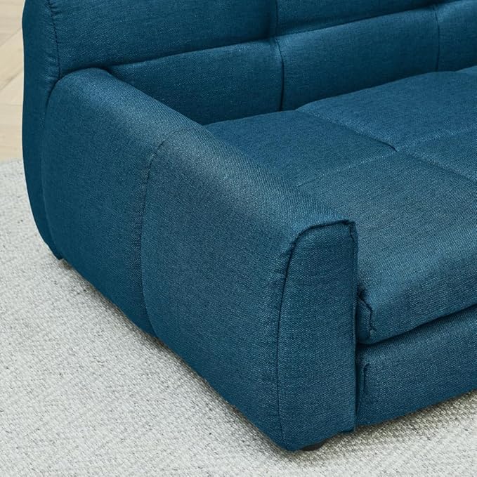 51" Soft and Comfortable Pet Bed for Large and Oversized Dogs, Durable Elevated Dog Sofa with Armrest and Backrest, Modern Linen Fabric Dog Couch, Dark Blue