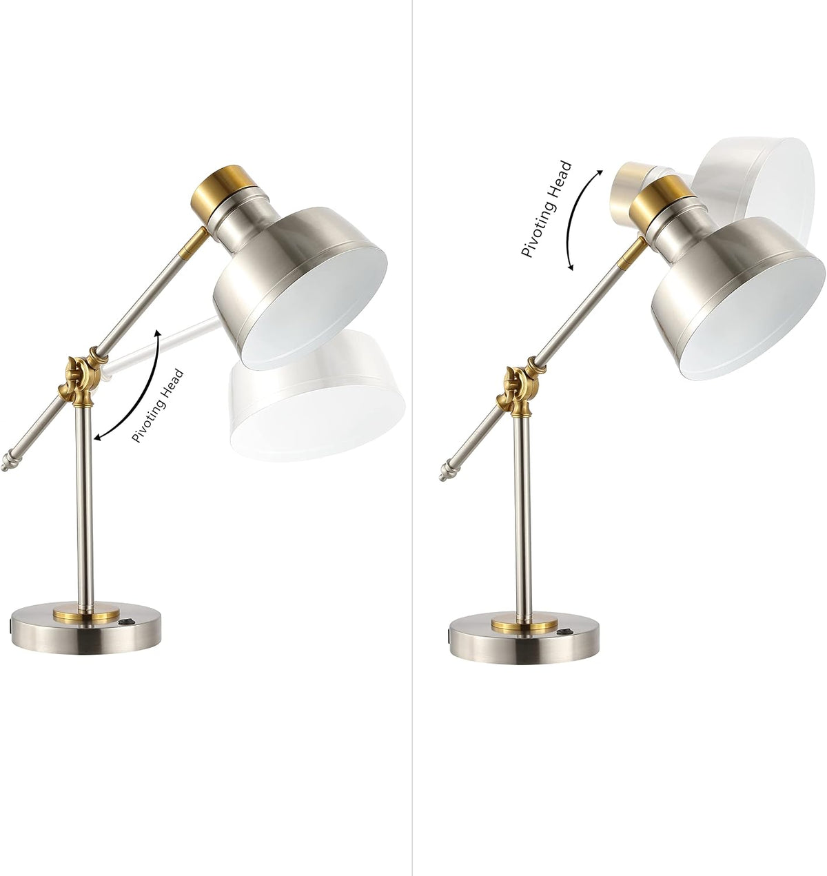 JONATHAN Y Allegra Metal Task Desk Lamp USB Port 18.5", Nickel/Brass Gold