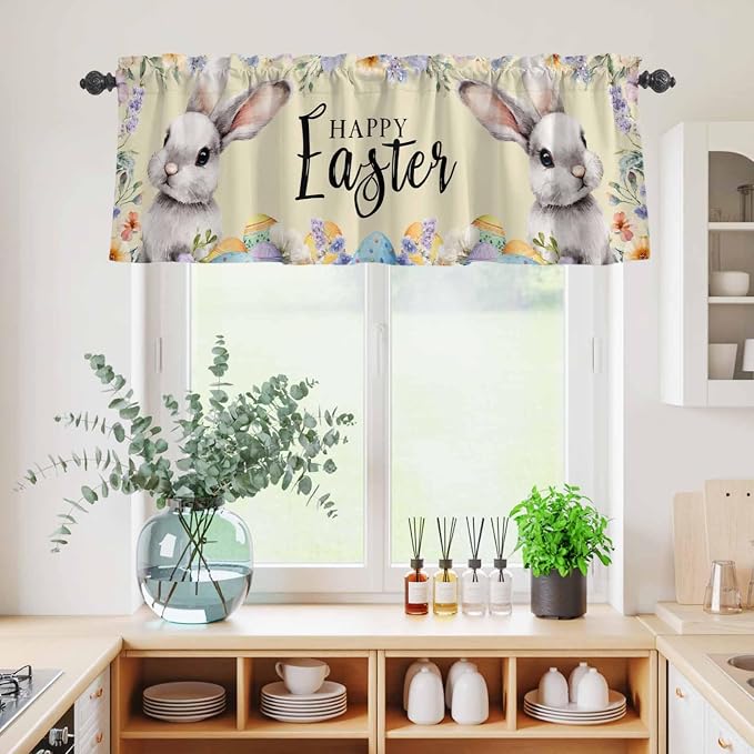 Happy Easter Kitchen Curtains Set 3 Piece