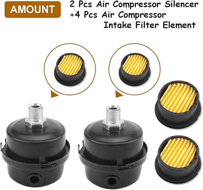 Pack of 2 Air Compressor Silencer
