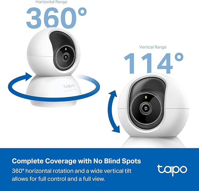 Tapo 3K 5MP Indoor Security Camera for Baby Monitor, Pet Camera w/Smart Motion Tracking, 360° Pan/Tilt, IR Night Vision for Home Security, Works w/Alexa & Google, RoomCam 3K 360°
