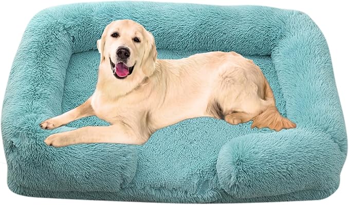 Dog Beds Large Sized dog Orthopedic, Sofa Dog Bed with Waterproof Lining and Nonskid Bottom, Rectangle Washable Dog Bed for Medium Small Dogs and Cats Comfortable ( Color : Green1 , Size : 17 x 15" )