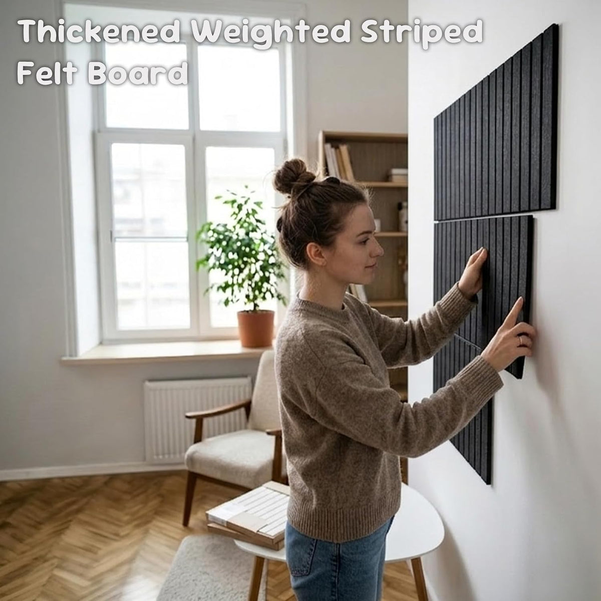 Large Felt Bulletin Board with Self-Adhesive | 12 Pack 48"x36" Cork Board Alternative | Notice Boards with 35 Pushpins, Secure and Easy to Install, Home Office Decor Classroom Decor - Black